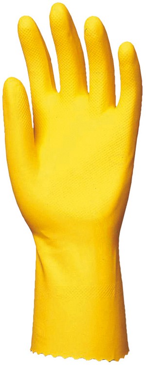 Háztartási gumikesztyű, vegyszerálló, sárga, 0,5 mm