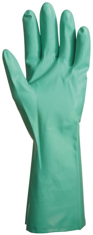 Nitril Plus zöld vegyszerálló kesztyű, 32 cm