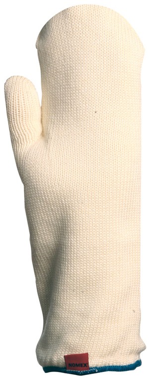 Kötött fehér egyujjas nomex kesztyű, 33 cm, 350°c