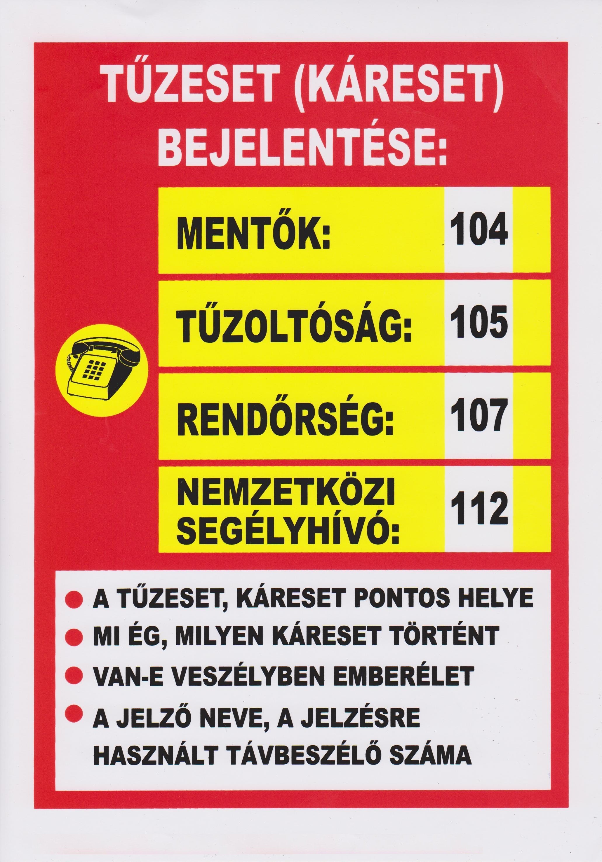 Tűzeset bejelentése