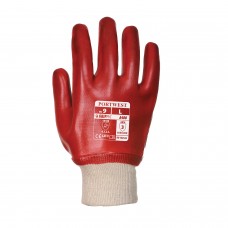A400 - PVC csuklóig mártott kesztyű piros