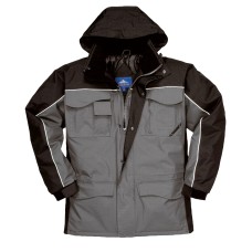 S562 - RS kéttónusú kabát  fekete/szürke kapucni