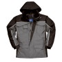 S562 - RS kéttónusú kabát  fekete/szürke kapucni